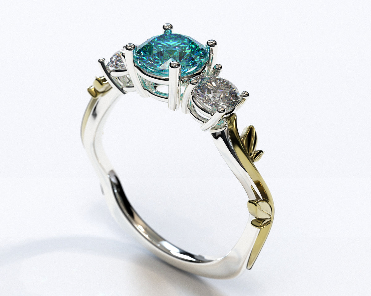 Unique 3 Stone Aquamarine Engagement Ring