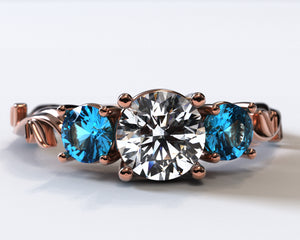 3 Stone Rose Gold Engagement Ring