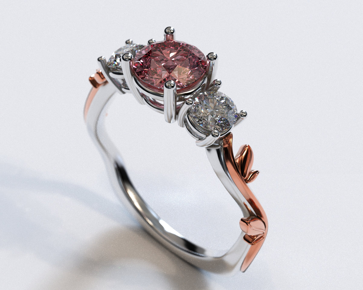 3 Stone Morganite Engagement Ring