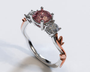 3 Stone Morganite Engagement Ring