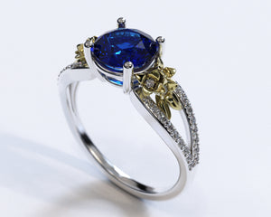 Classic Flower Sapphire Engagement Ring