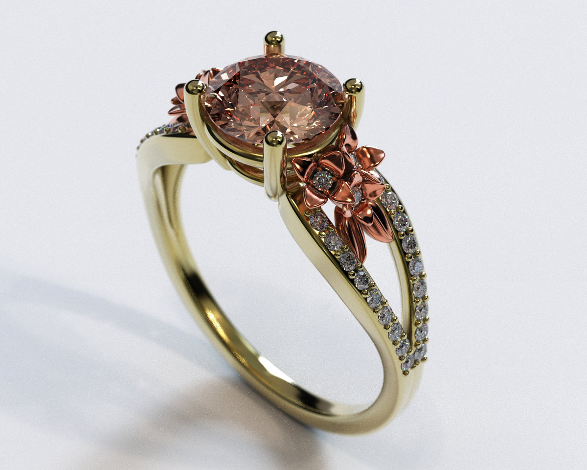 Two Tone Peach Morganite Engagement Ring