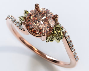 Flower Shaped Two Tone Gold Morganite Engagement Ring