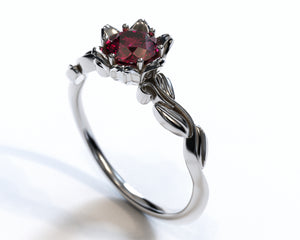 Unique Floral Ruby Engagement Ring