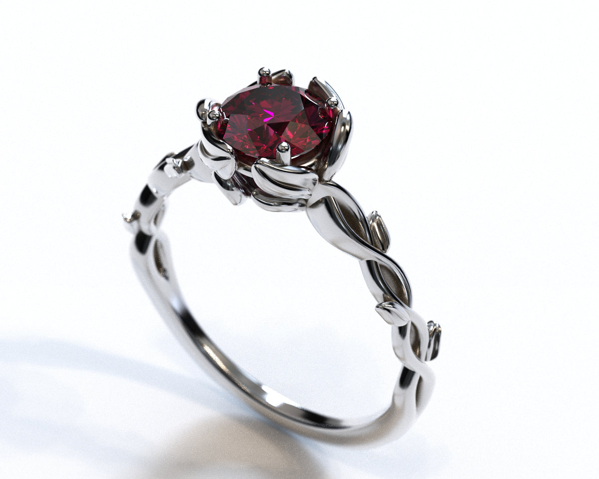 Ruby Floral Engagement Ring