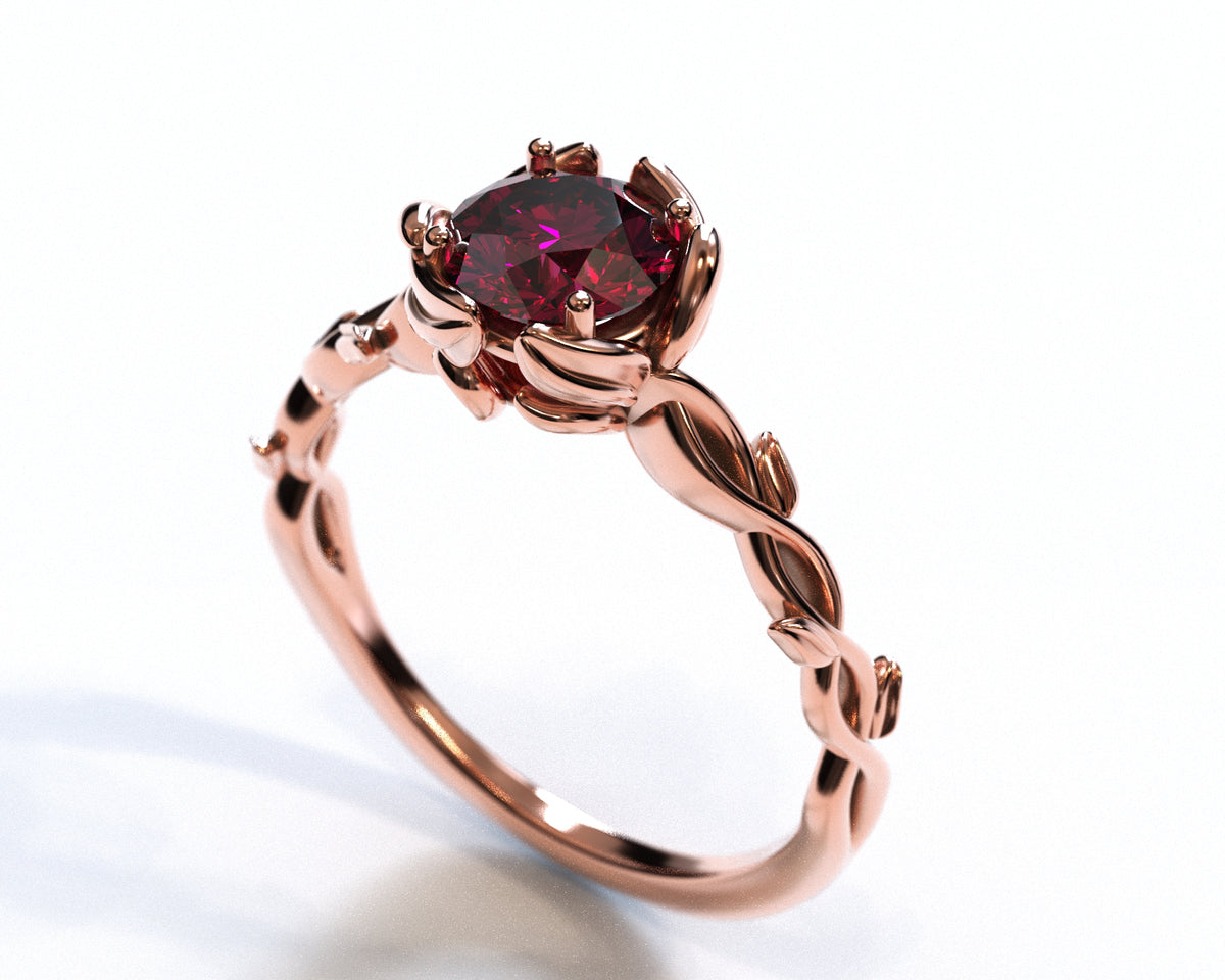 Ruby Floral Engagement Ring