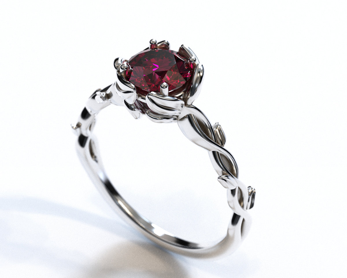 Ruby Floral Engagement Ring