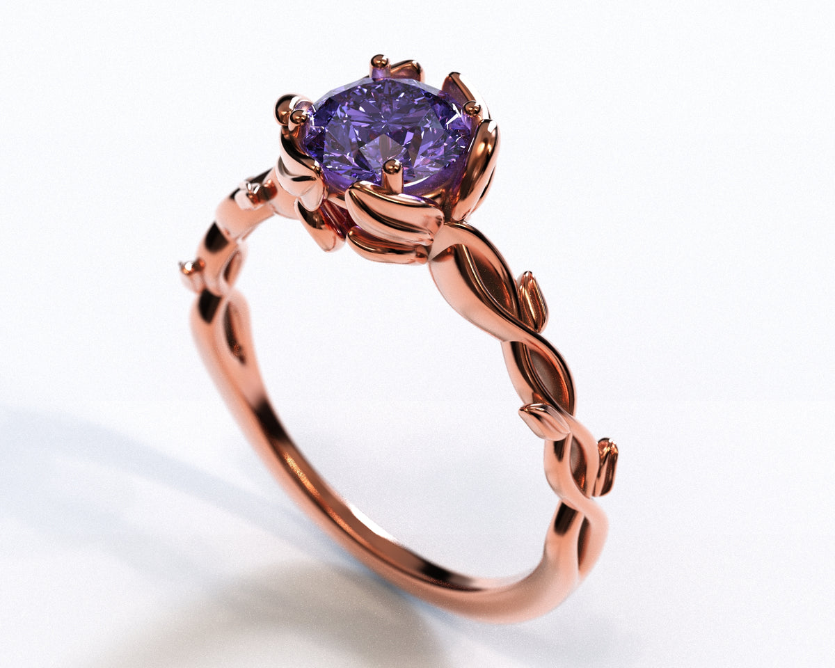 Tanzanite Flower Engagement Ring