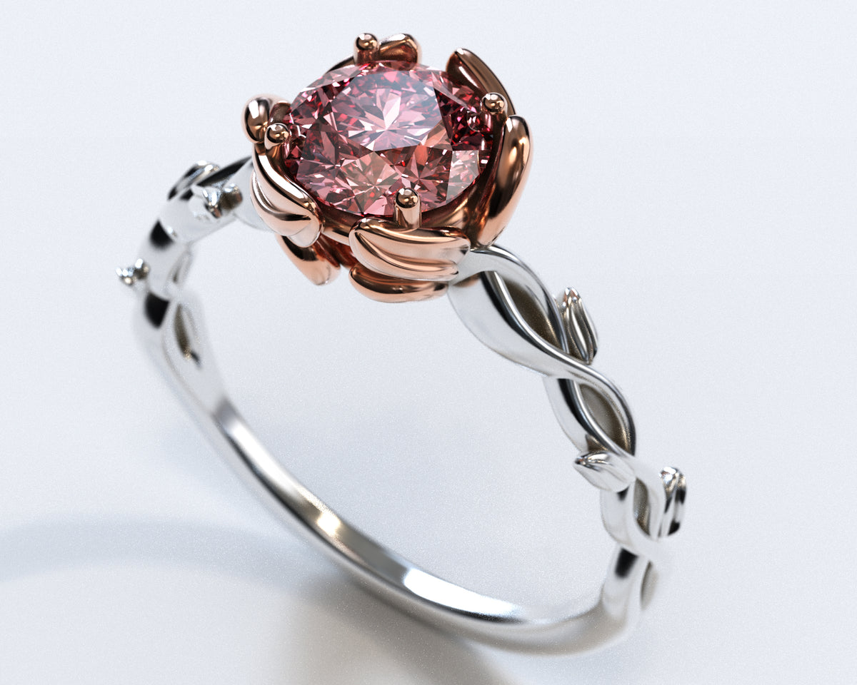 Two Tone Gold Morganite Engagement Ring