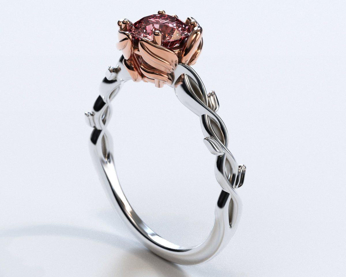 Two Tone Gold Morganite Engagement Ring
