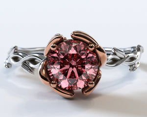 Two Tone Gold Morganite Engagement Ring