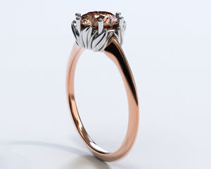 Unique Two Tone Gold Halo Morganite Engagement Ring