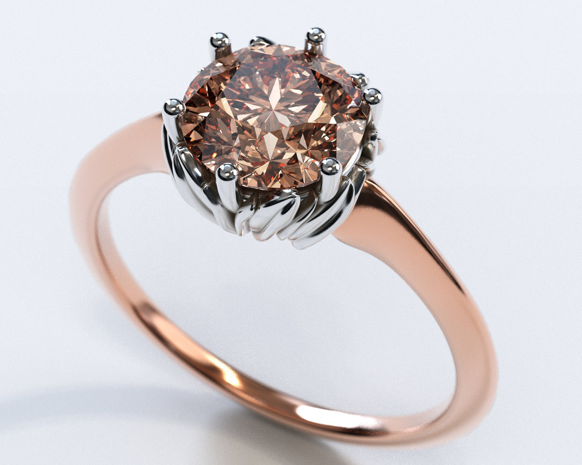 Unique Two Tone Gold Halo Morganite Engagement Ring