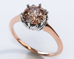 Unique Two Tone Gold Halo Morganite Engagement Ring