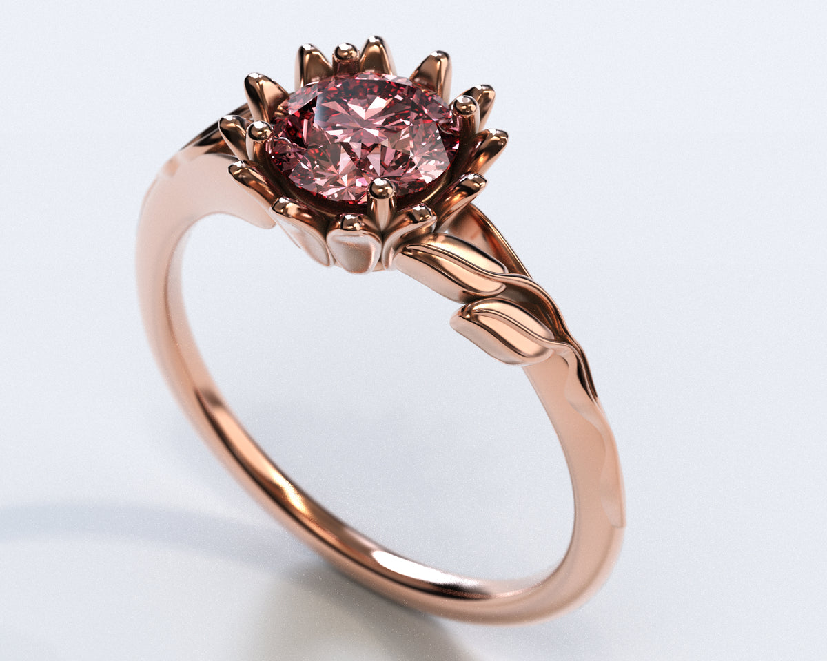 Unique Floral Morganite Halo Engagement Ring