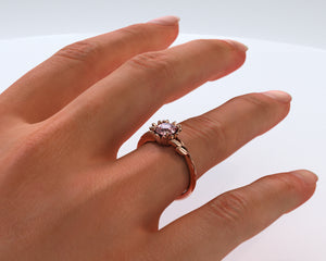 Unique Floral Morganite Halo Engagement Ring