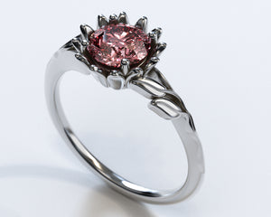 Unique Floral Morganite Halo Engagement Ring