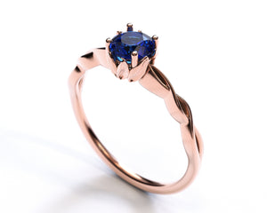 White Gold Floral Sapphire Engagement Ring