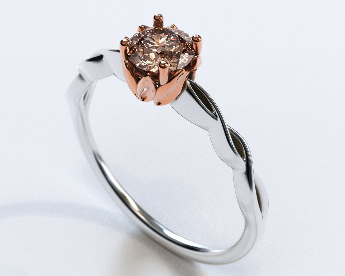 Two Tone Gold Morganite Engagement Ring