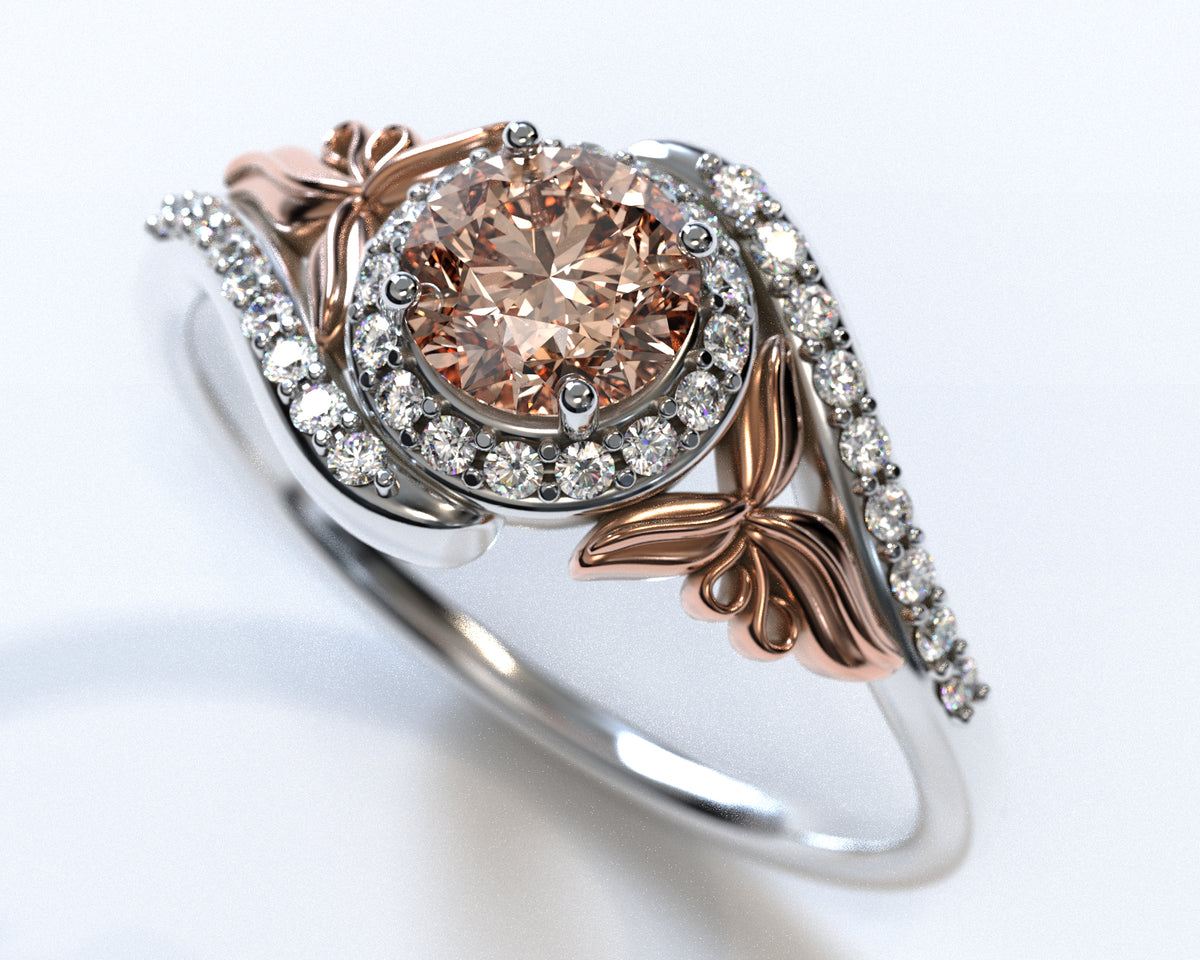 Floral Halo Morganite Engagement Ring