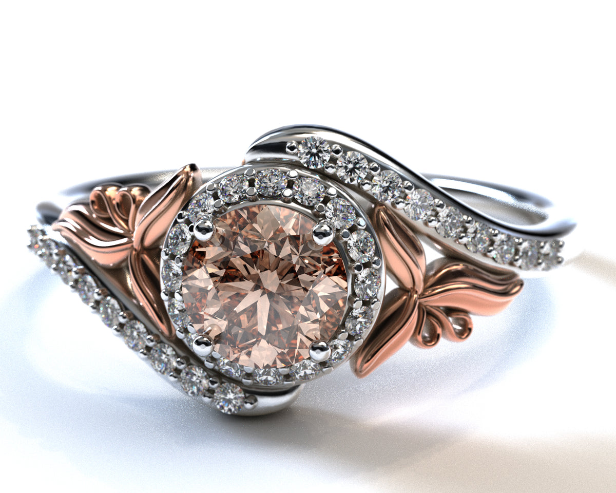 Floral Halo Morganite Engagement Ring