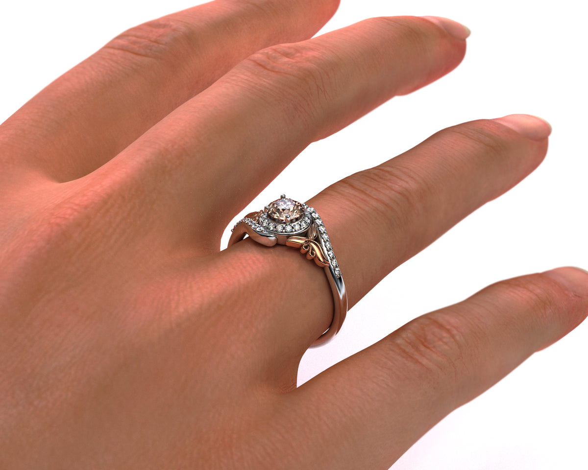 Floral Halo Morganite Engagement Ring