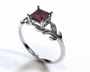 Unique Ruby Flower Engagement Ring
