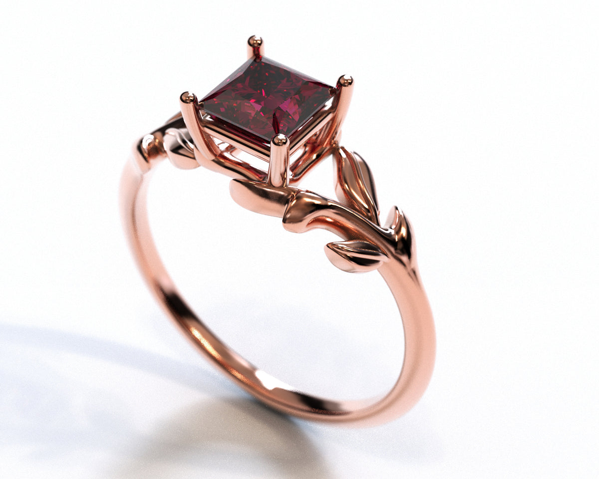Unique Ruby Flower Engagement Ring