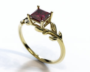 Unique Ruby Flower Engagement Ring