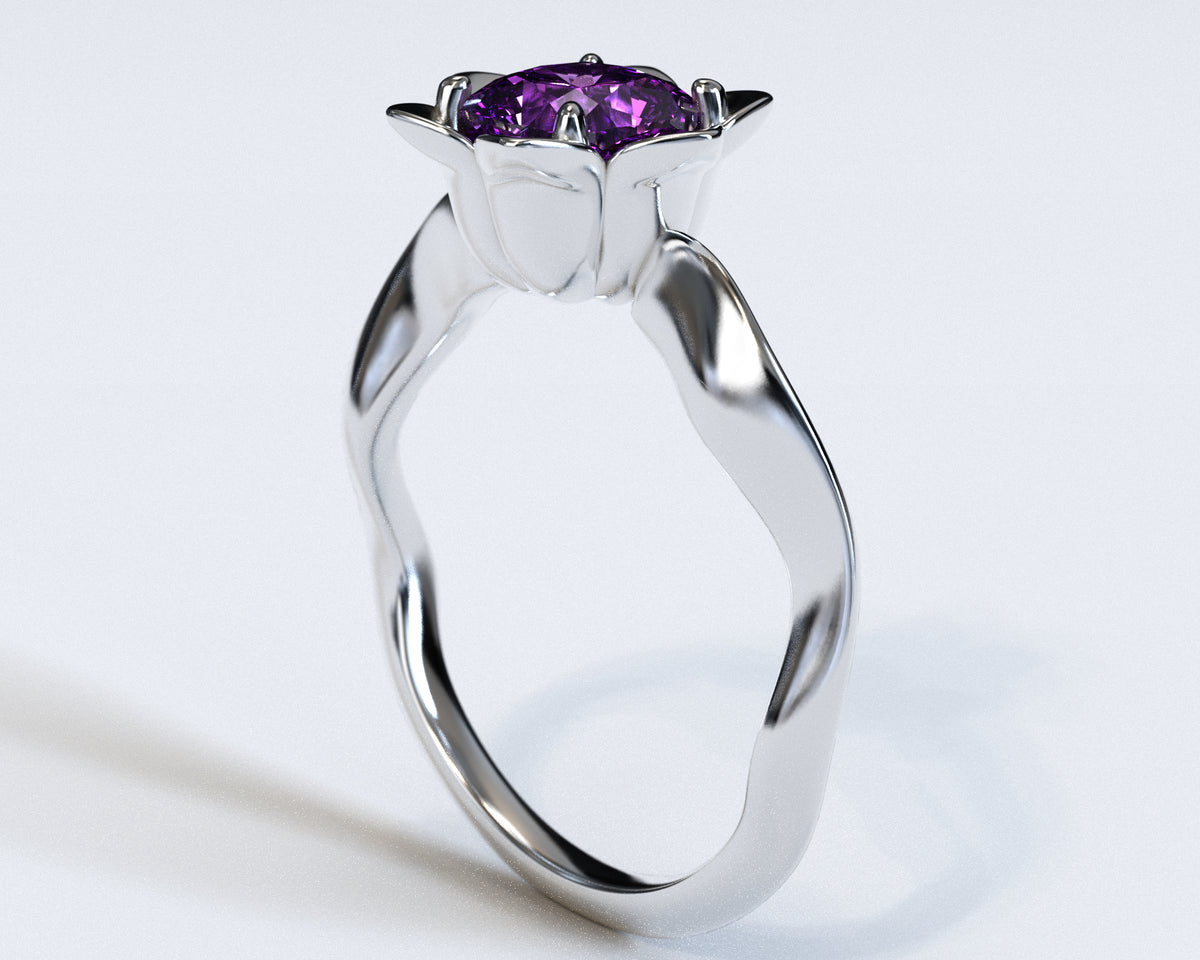 Unique Floral Amethyst Engagement Ring