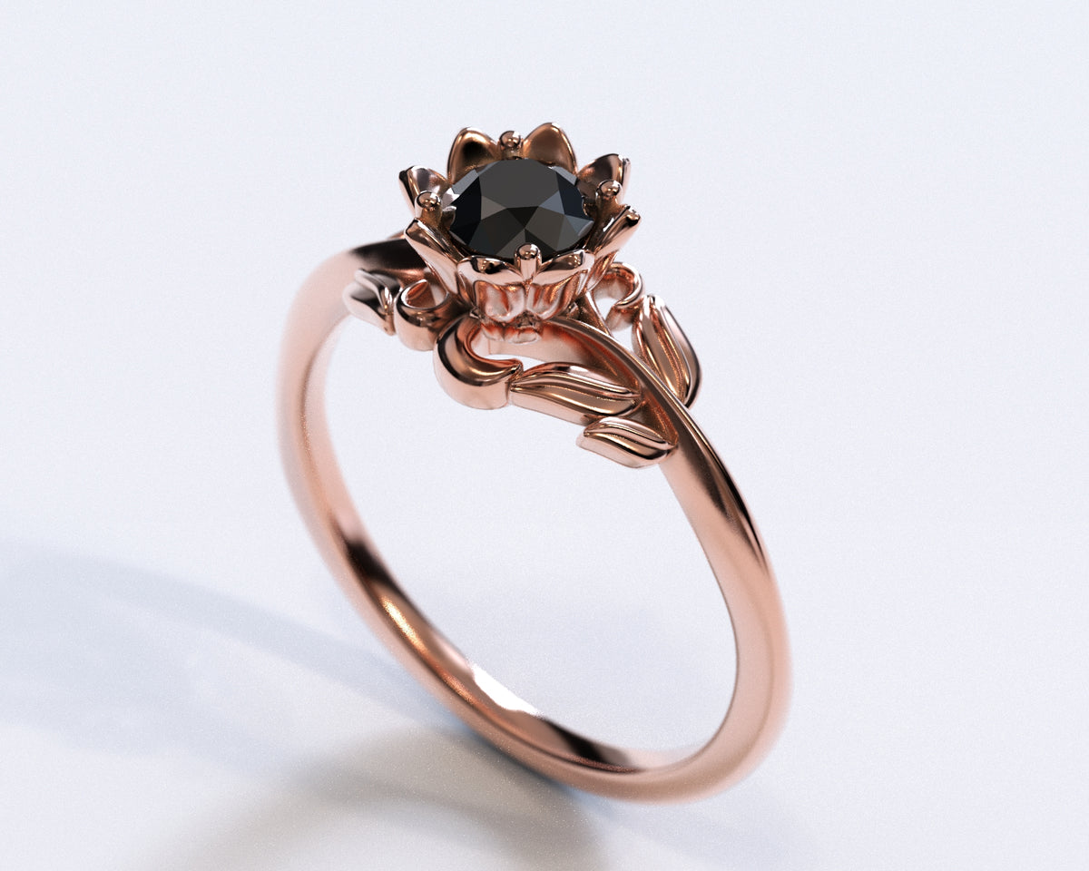 Unique Floral Emerald Engagement Ring