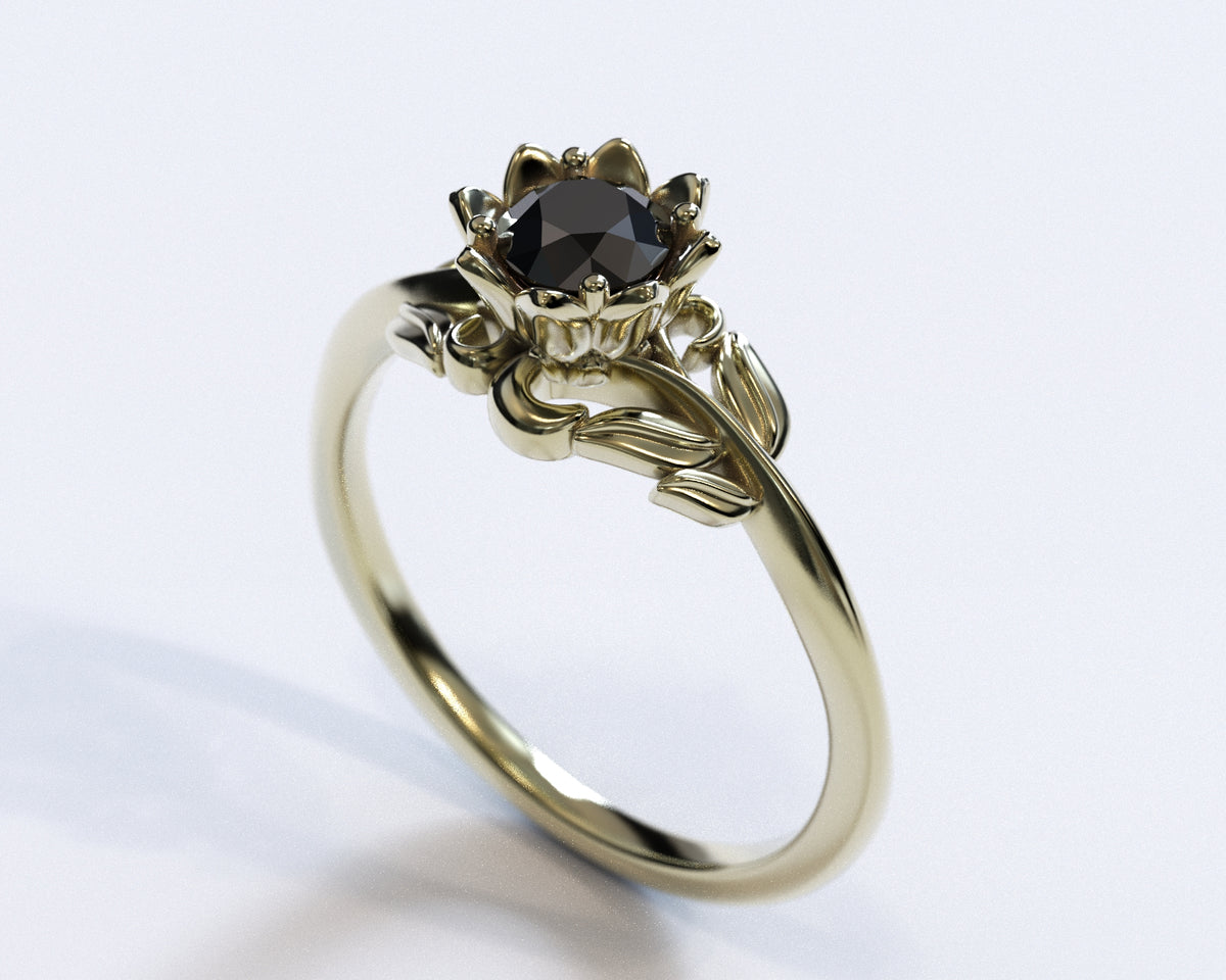 Unique Floral Emerald Engagement Ring