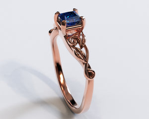 Unique Princess Cut Sapphire Engagement Ring