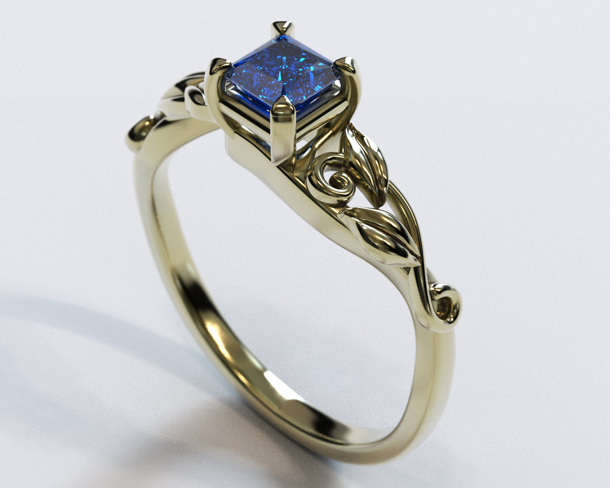 Unique Princess Cut Sapphire Engagement Ring