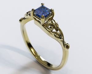 Unique Princess Cut Sapphire Engagement Ring