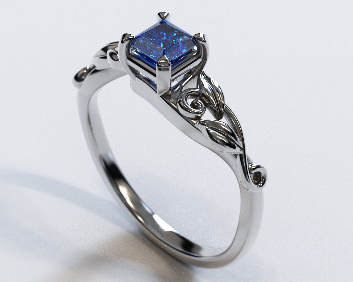 Unique Princess Cut Sapphire Engagement Ring