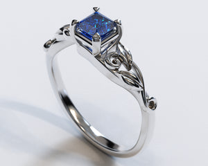 Unique Princess Cut Sapphire Engagement Ring