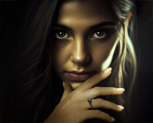 Floral Alexandrite Engagement Ring 14K Black Gold