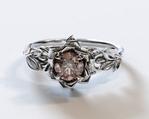 Lotus Flower Engagement Ring With Morganite