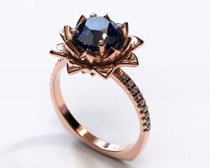 Ice Sapphire Flower Engagement Ring