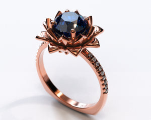 Ice Sapphire Flower Engagement Ring