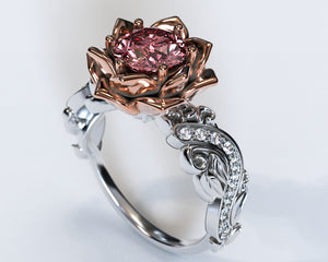 Lotus Flower Morganite Engagement Ring