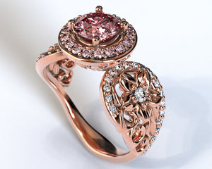 Flower Halo Morganite Engagement Ring