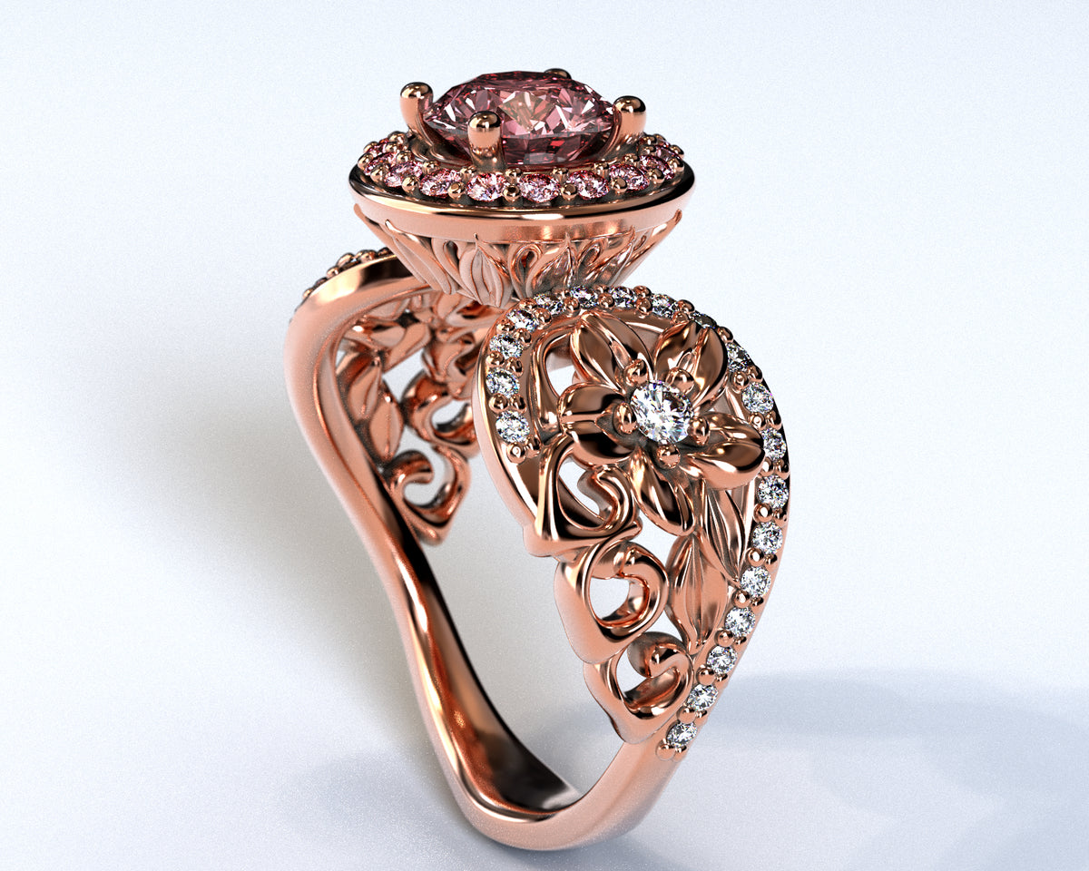 Flower Halo Morganite Engagement Ring