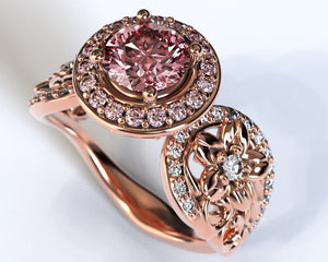Flower Halo Morganite Engagement Ring