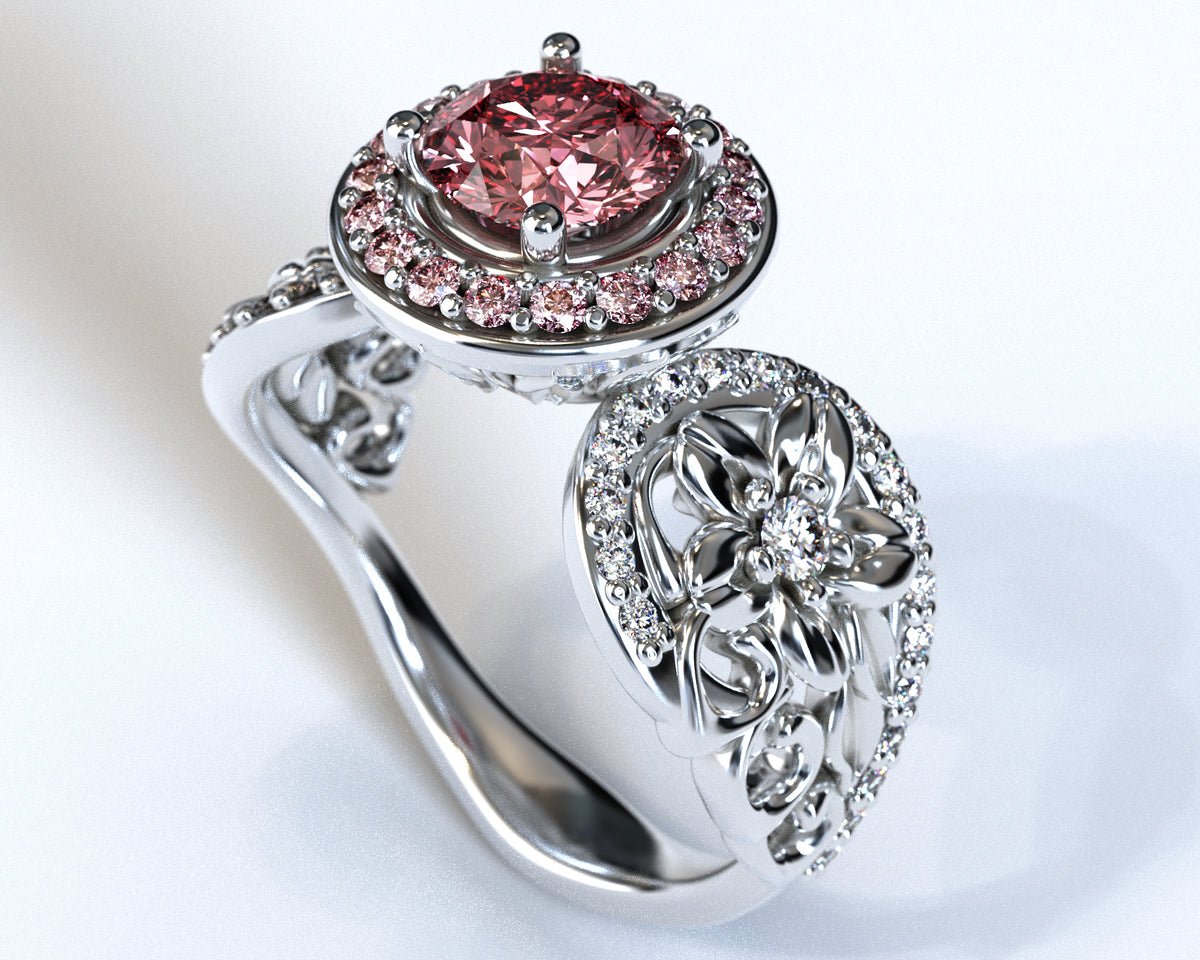 Flower Halo Morganite Engagement Ring