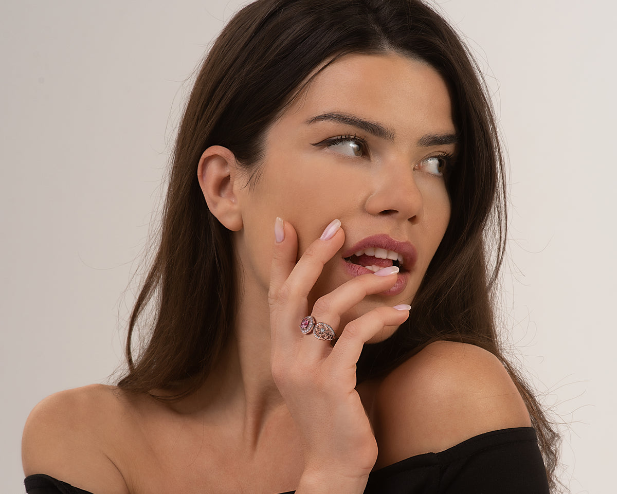 Flower Halo Morganite Engagement Ring