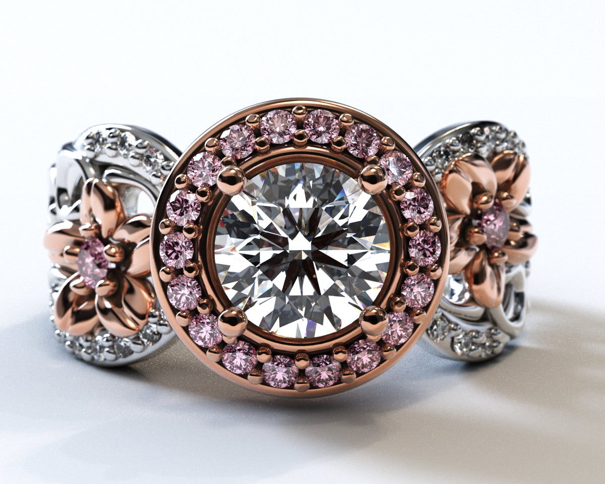 Unique Diamond Flower Style Engagement Ring