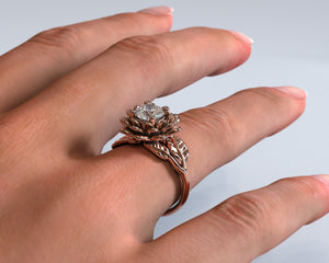 Unique Flower Moissanite Engagement Ring