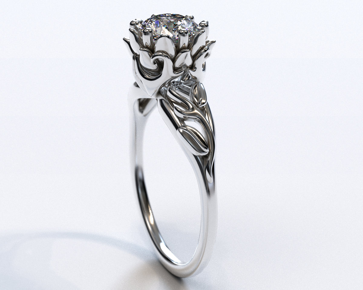 Lab Grown Diamond Flower Engagement Ring